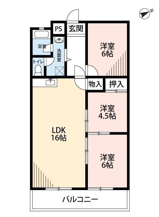 壱番館今宿(3LDK/4階)の間取り写真