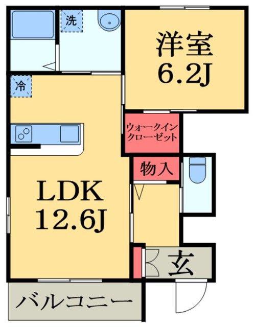 テラス・ビー・クワイエット(1LDK/1階)の間取り写真
