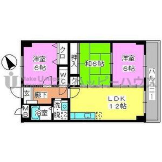 アベニュー若久(3LDK/3階)の間取り写真