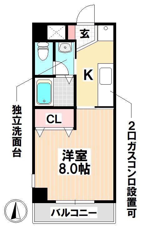 ホーメスト北原T・M(1K/3階)の間取り写真