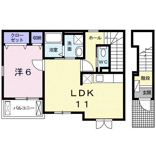 コートダジュールVI(1LDK/2階)の間取り写真