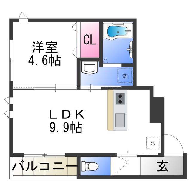 MAIKAI TEZUKAYAMA(1LDK/2階)の間取り写真