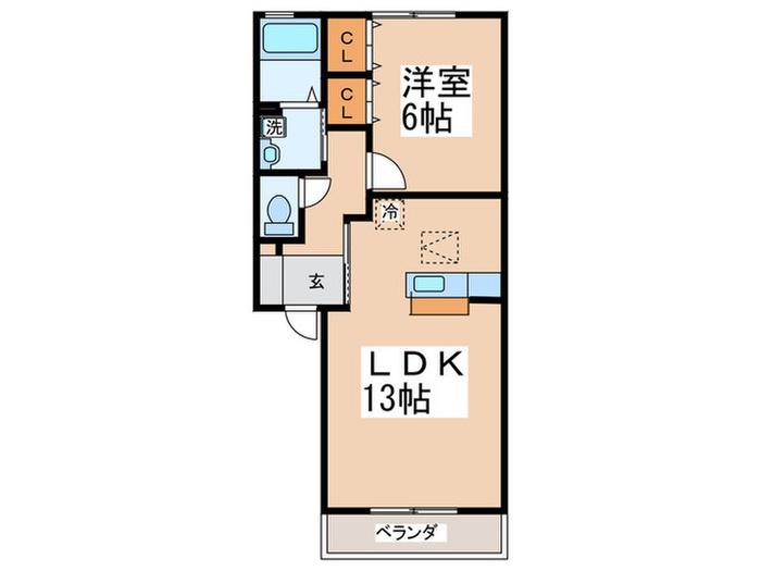 プリーマヴェールB(1LDK/1階)の間取り写真