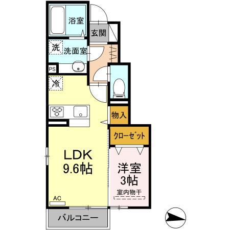 グランディオーソ(1LDK/1階)の間取り写真
