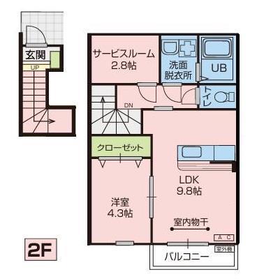 グリーンヒルズ大堤B棟(1SLDK/2階)の間取り写真