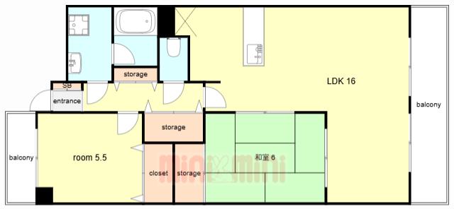 パルフェ武庫之荘(2LDK/3階)の間取り写真