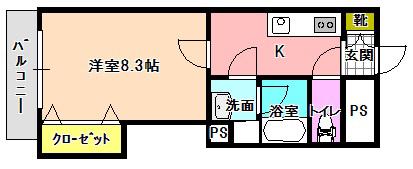 ガーデン・ハイム樗2番館(1K/1階)の間取り写真