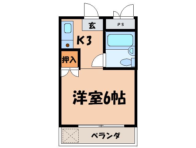 マンション賀園(1K/3階)の間取り写真