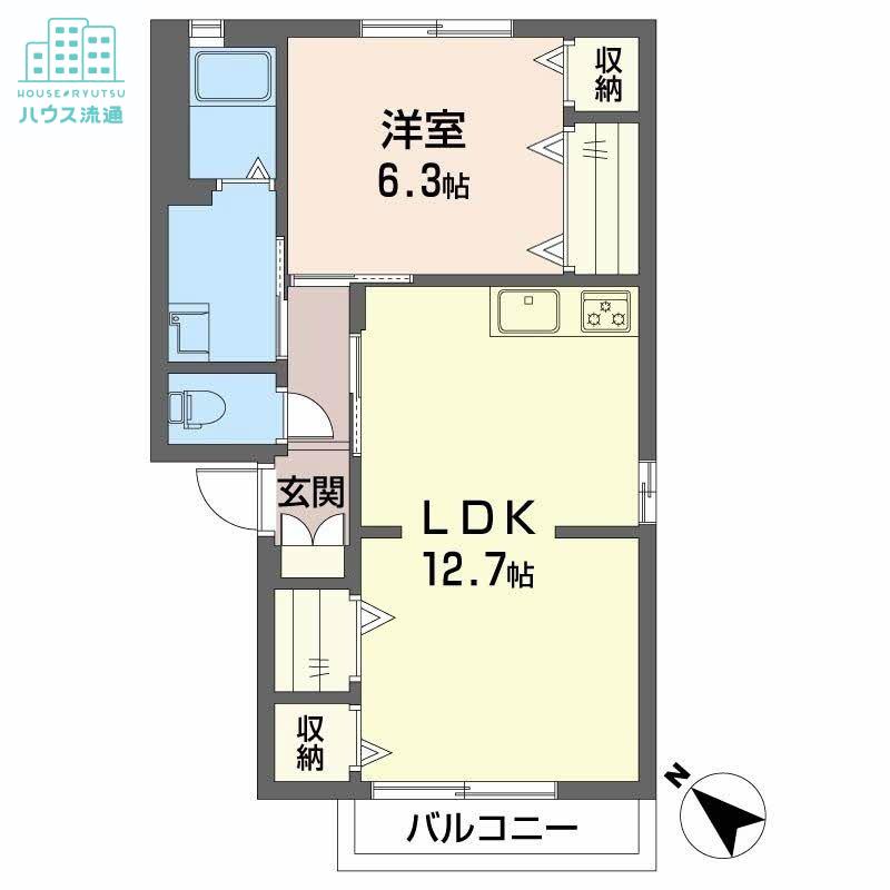 エスポワール吉田 A棟(1LDK/2階)の間取り写真