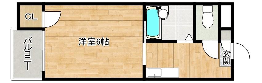 ギャラン小芝(1K/2階)の間取り写真