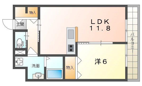 メゾンレヴナ木田町(1LDK/1階)の間取り写真