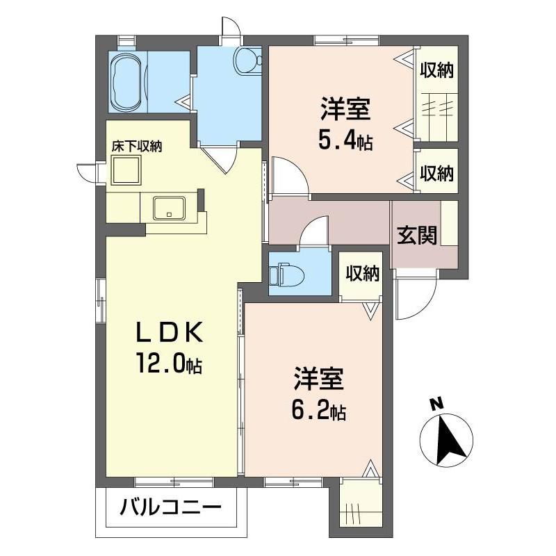 グレースコート B(2LDK/1階)の間取り写真