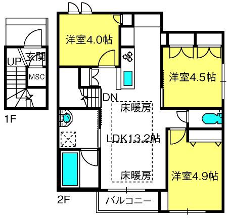 CLEAR SPRINGS(3LDK/2階)の間取り写真