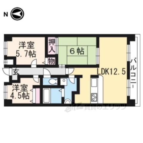 ワイズアクトII(3LDK/6階)の間取り写真