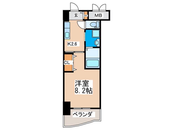 ローズコーポ本町(1K/14階)の間取り写真