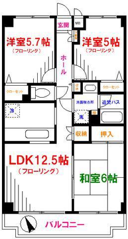 チェリーコート武蔵小金井(3LDK/4階)の間取り写真
