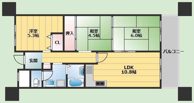 サンパレス桃山台(3LDK/6階)の間取り写真