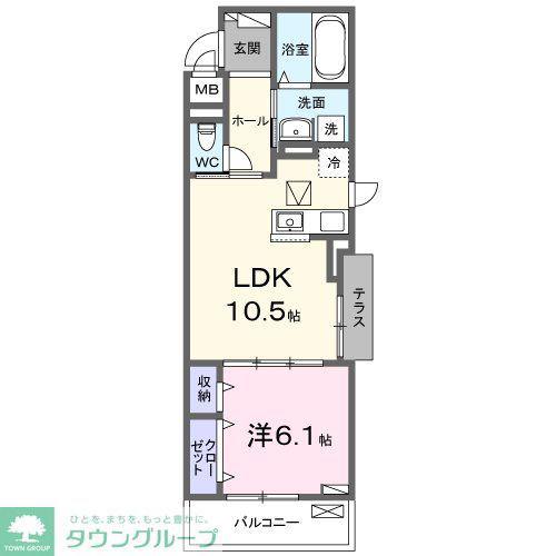 ヒカルサ熊谷久下ウエスト(1LDK/1階)の間取り写真