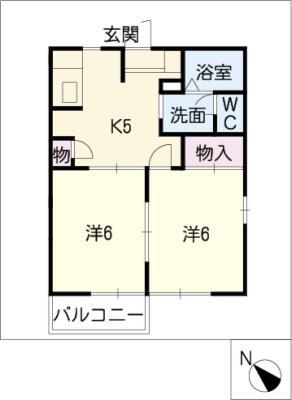 フレグランススズ(2K/1階)の間取り写真