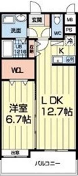 エイビス(1LDK/8階)の間取り写真