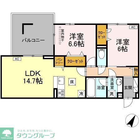 フェリーチェ(2LDK/1階)の間取り写真