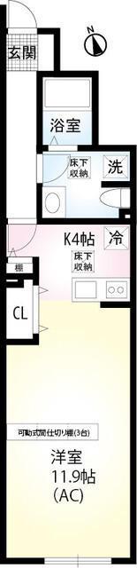 VILLA NISHIEIFUKU(1K/1階)の間取り写真