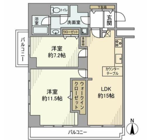 恒陽マンション(2LDK/10階)の間取り写真