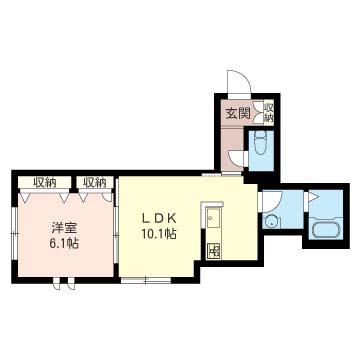 宙ハウス(1LDK/1階)の間取り写真