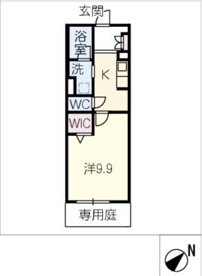 岡崎市上和田町シャーメゾンA棟(1K/1階)の間取り写真