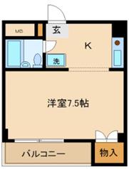 ジュネス船場(ワンルーム/4階)の間取り写真