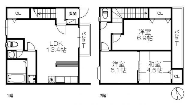 ポラリス大名小路(3LDK/1階)の間取り写真
