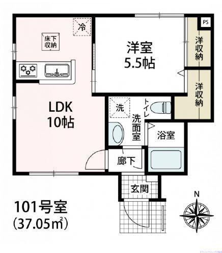 サニーコート能見台(1LDK/1階)の間取り写真