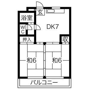 レジデンス成田(2DK/1階)の間取り写真
