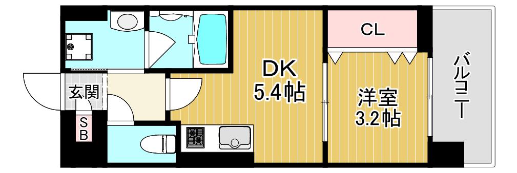 LA CASA京橋(1DK/4階)の間取り写真