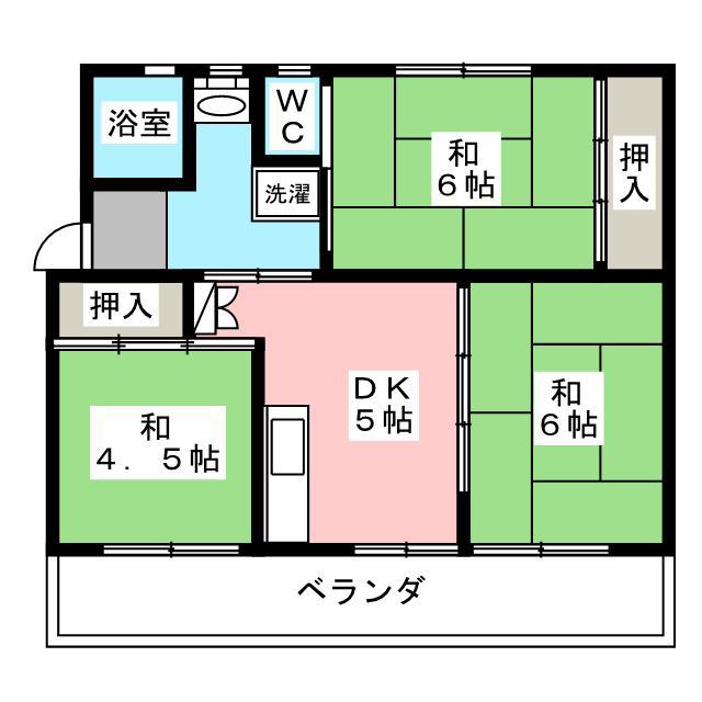 ビレッジハウス本巣 1号棟(3DK/1階)の間取り写真