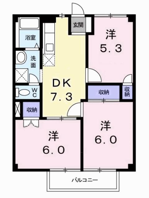 とさでん交通後免線 県立美術館通駅 徒歩9分 2階建 築32年(3DK/1階)の間取り写真