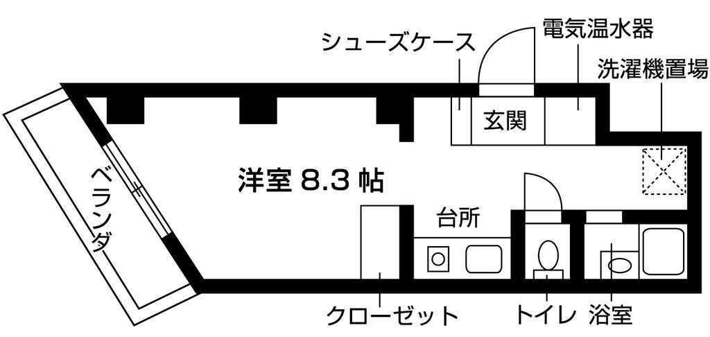 ナンバOMマンション(1K/6階)の間取り写真
