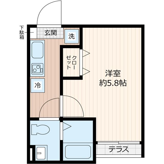 ノタヨコハマ(1K/1階)の間取り写真