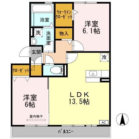 ドマーニ(2LDK/2階)の間取り写真