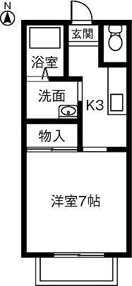 ハウスきららB(1K/2階)の間取り写真