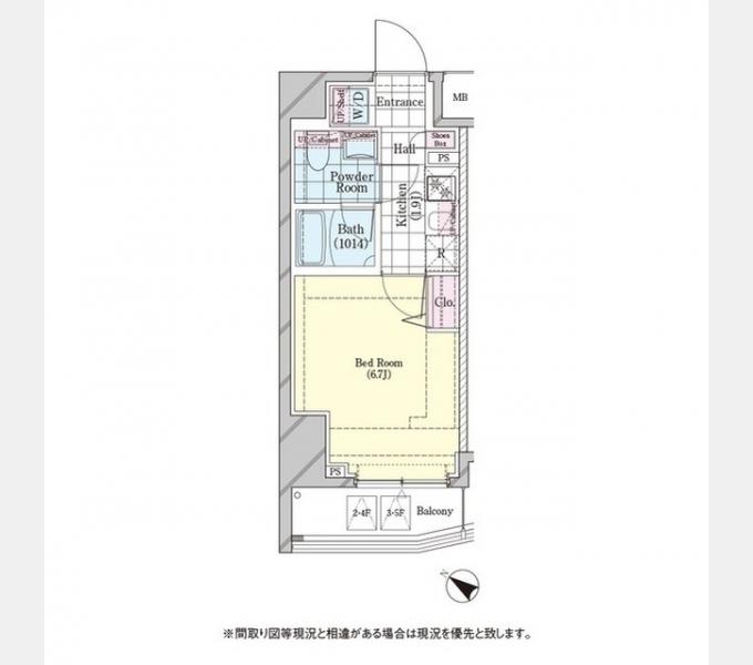 シェル品川戸越(1K/3階)の間取り写真