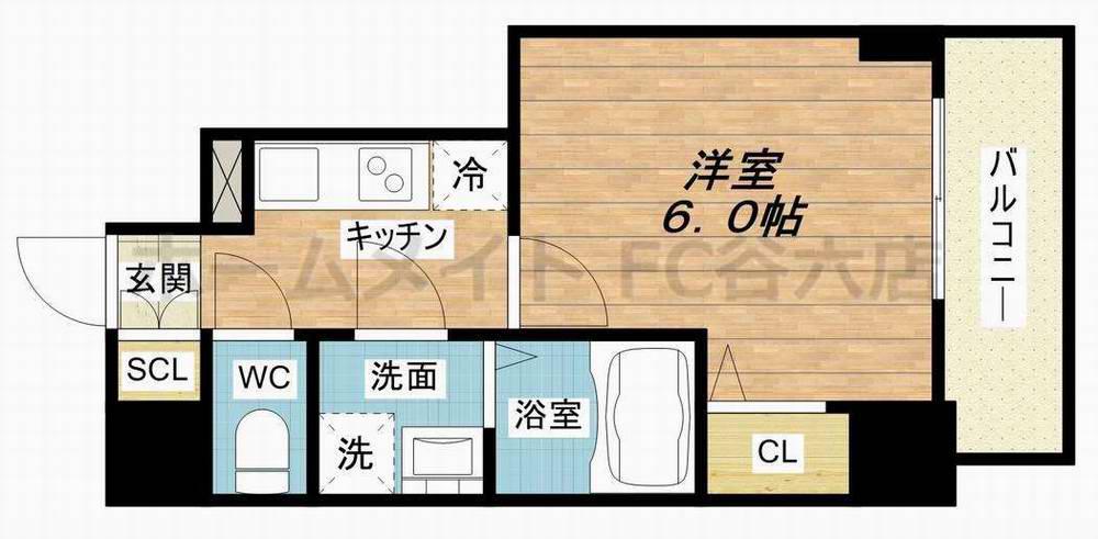 エスリード大阪城テラス(1K/2階)の間取り写真