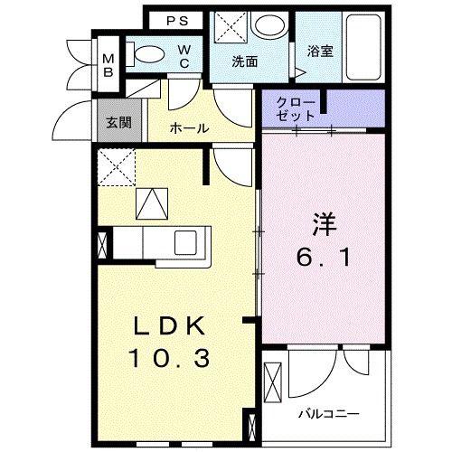 サン・ジェルメ(1LDK/1階)の間取り写真