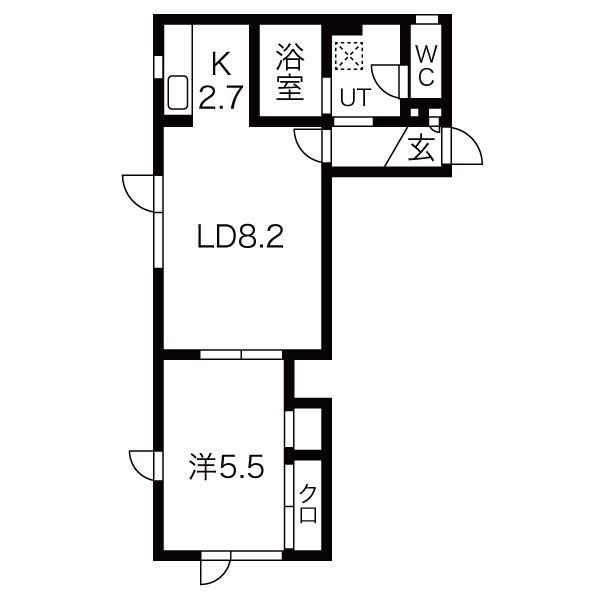 メルシオン手稲(1LDK/1階)の間取り写真