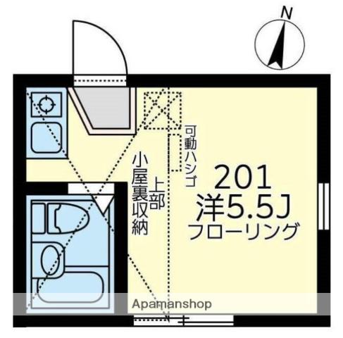 ユナイト上町ウィラッコディー(ワンルーム/2階)の間取り写真