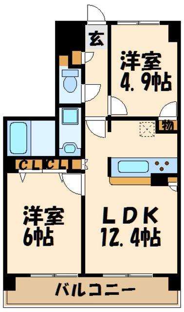 メルヴェーユ調布(2LDK/2階)の間取り写真