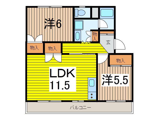須賀第6ビル(2LDK/3階)の間取り写真