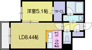セレッソ新札幌(1LDK/2階)の間取り写真