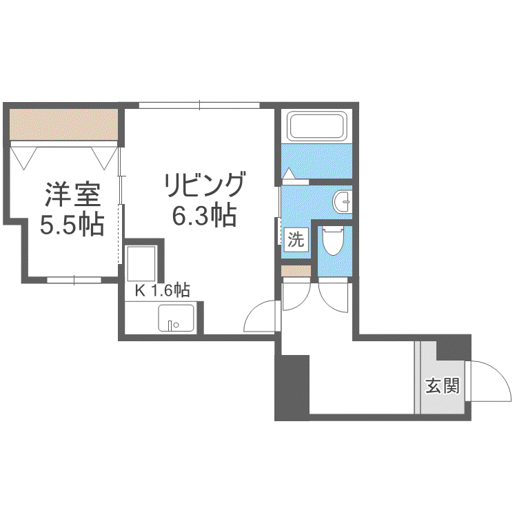 植物園テラス(1DK/5階)の間取り写真