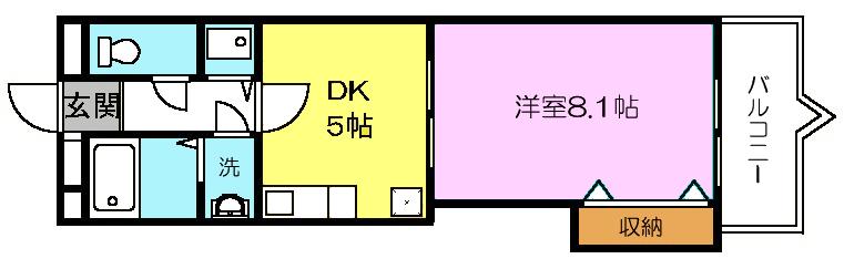 山本グリーンヴィレッジII(1DK/3階)の間取り写真